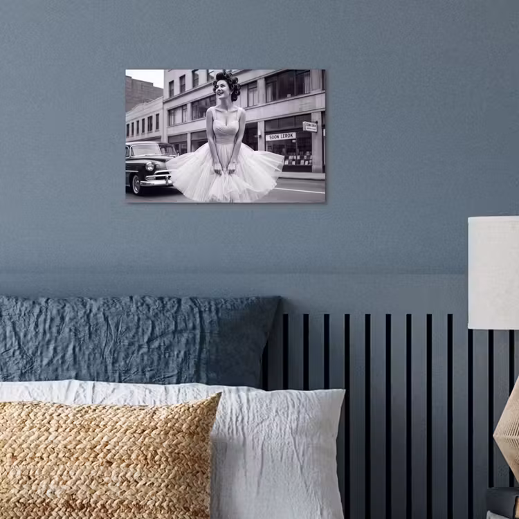 Retro - Vrouw - Zwart - Wit poster papier klein -sfeer2