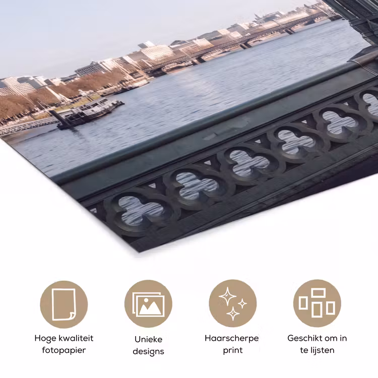 Reuzenrad - Londen - Stad - Architectuur - Brug poster papier klein -closeup_NL