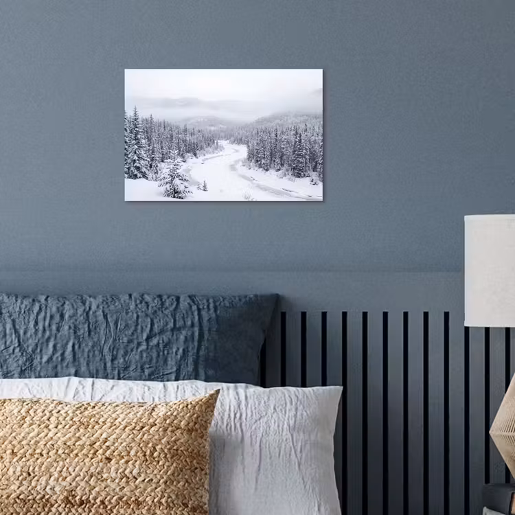 Rivier - Bevroren - Landschap - Winter poster papier klein -sfeer2