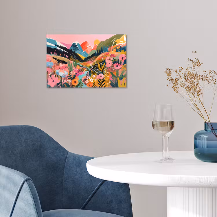Rivier - Diepte - Bloemen poster papier klein -sfeer3