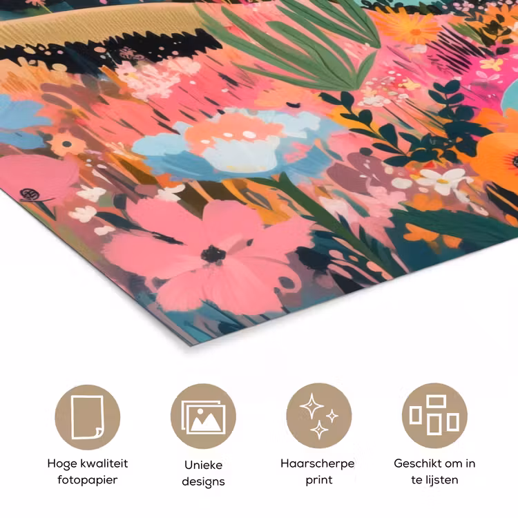 Rivier - Diepte - Bloemen poster papier klein -closeup_NL