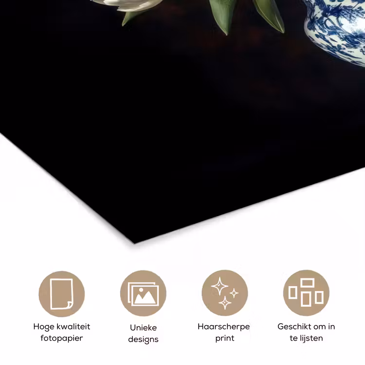 Rode - Bloemen - Tulpen - Vaas poster papier klein -closeup_NL