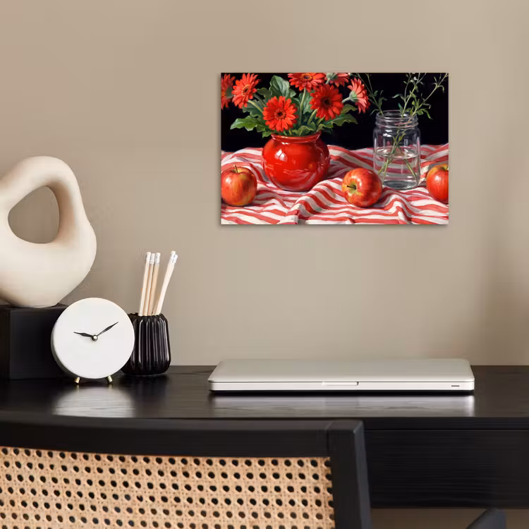 Poster - Rode bloemen - Vaas - Rode bloemen - Vaas poster papier klein