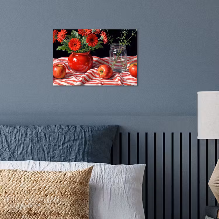 Poster - Rode bloemen - Vaas - Rode bloemen - Vaas poster papier klein
