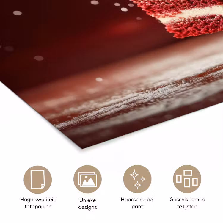 Rode - Velvet - Taart - Eten poster papier klein -closeup_NL