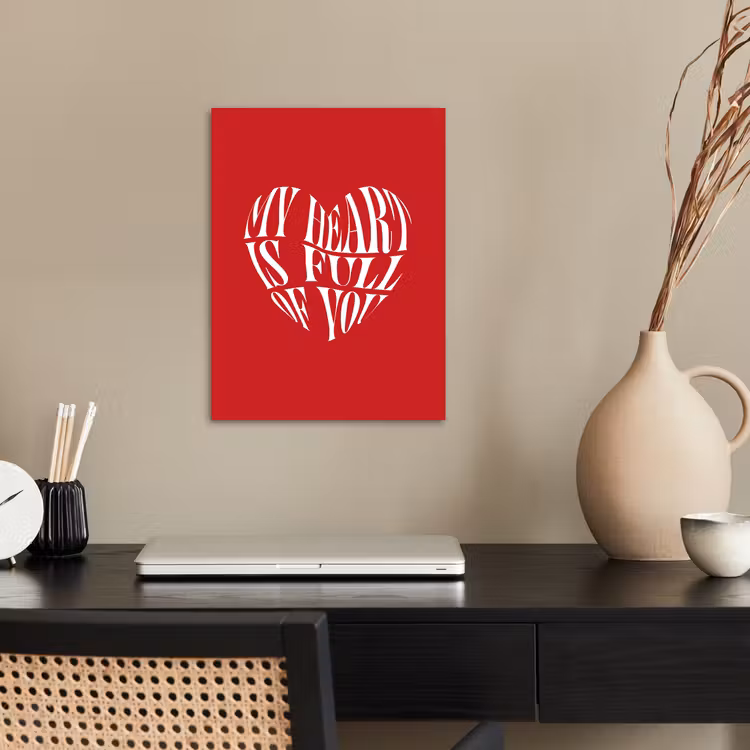 Rood - Hart- Tekst - Valentijn poster papier klein -sfeer1