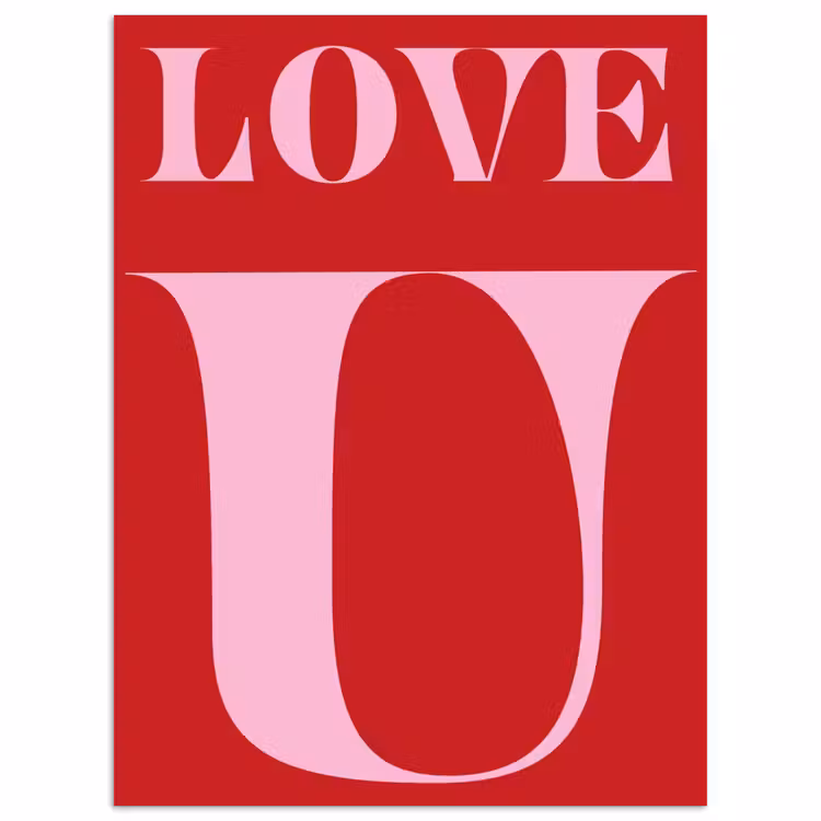 Rood - Love - Valentijn - Roze poster papier klein -3d
