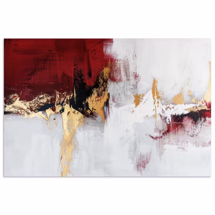 Rood - Marmer - Abstract - Goud - Modern poster papier klein -3d