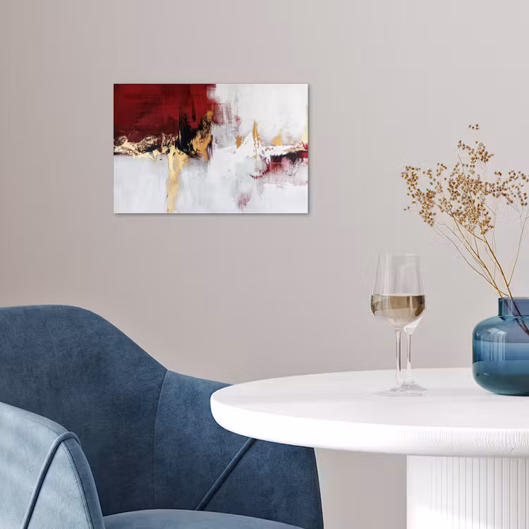 Rood - Marmer - Abstract - Goud - Modern poster papier klein -sfeer3