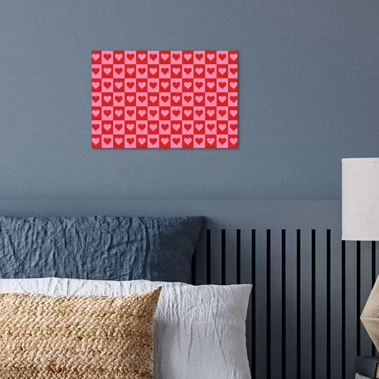 Rood - Roze - Schaakbord - Valentijn poster papier klein -sfeer2