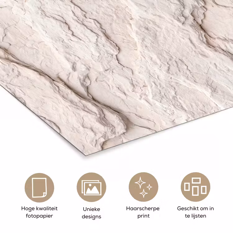Rots - Structuur - Natuur - Beige - Abstract poster papier klein -closeup_NL