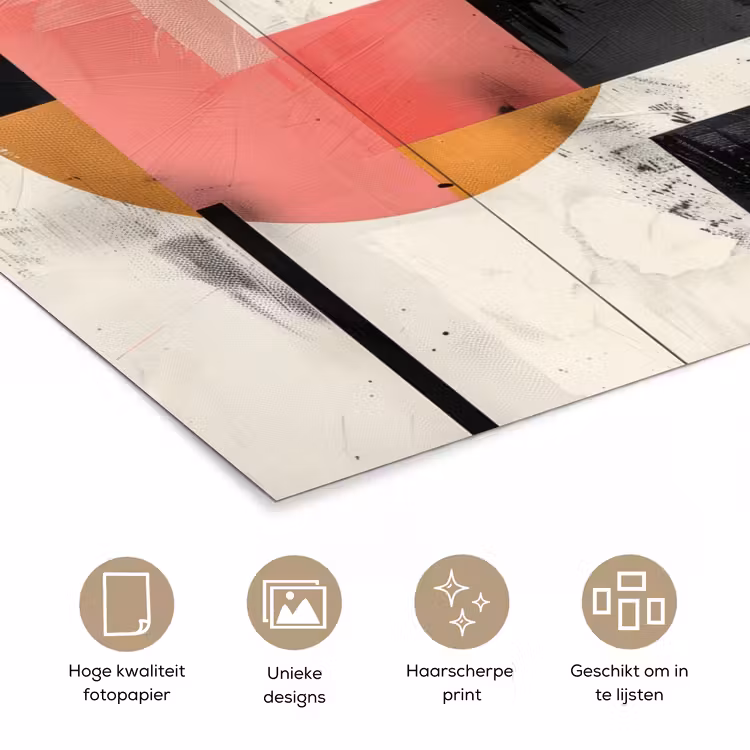 Roze - Abstract - Aesthetic - Modern - Vormen poster papier klein -closeup_NL