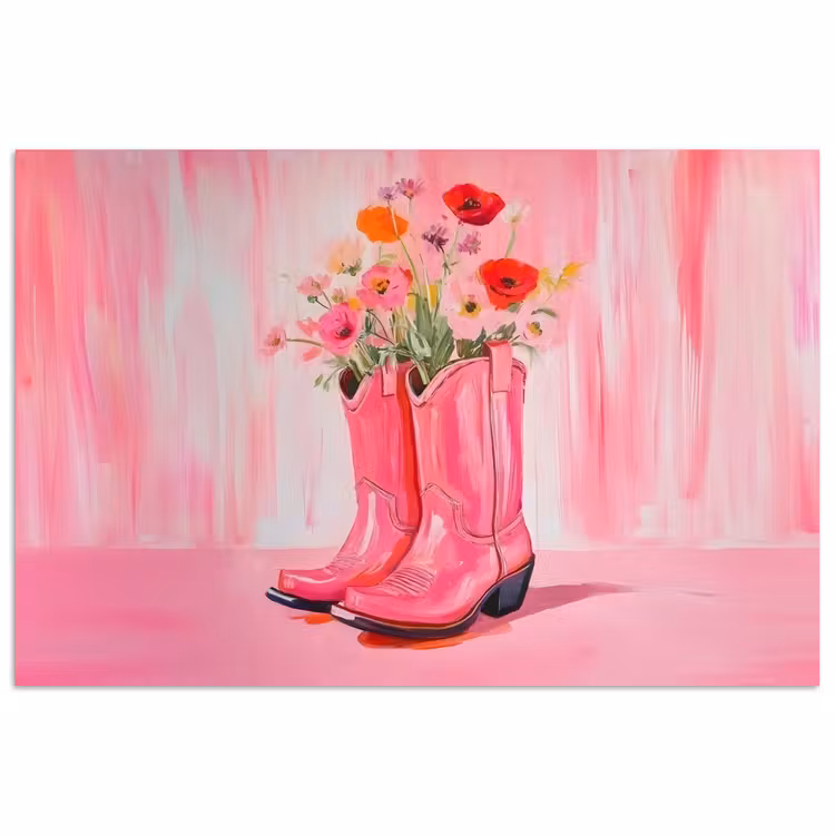 Roze - Bloemen - Cowboy poster papier klein -3d