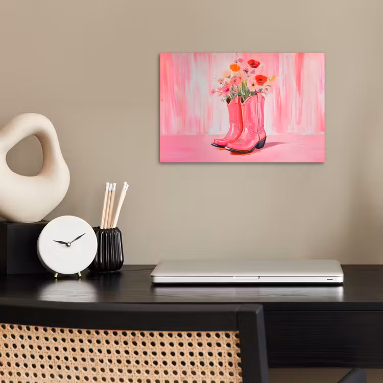 Roze - Bloemen - Cowboy poster papier klein -sfeer1