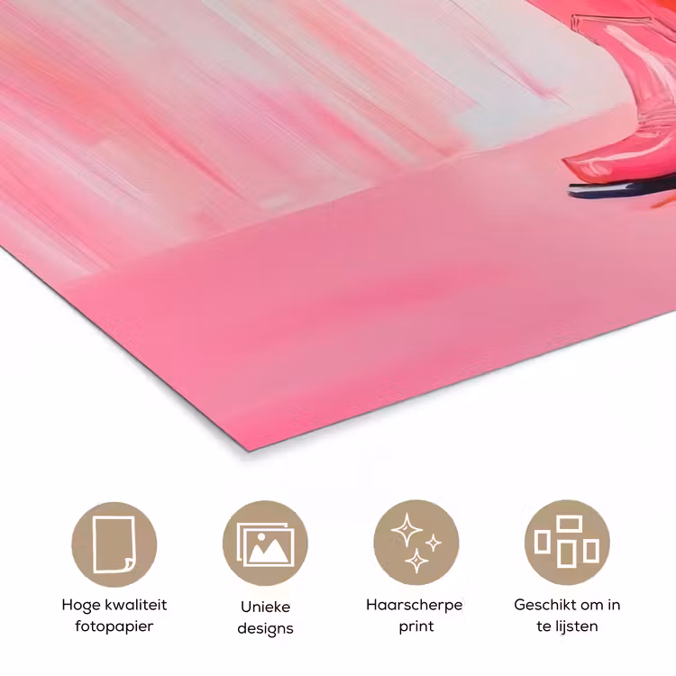 Roze - Bloemen - Cowboy poster papier klein -closeup_NL
