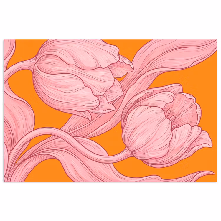 Poster - Roze bloemen - Modern - Roze bloemen - Modern poster papier klein