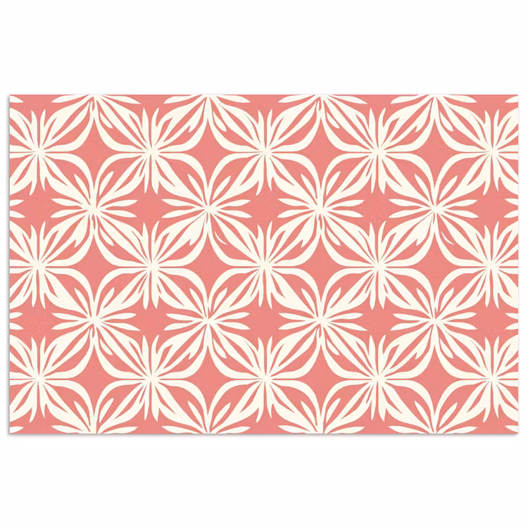 Roze - Bloemenmotief - Wit - Modern poster papier klein 62 -3d