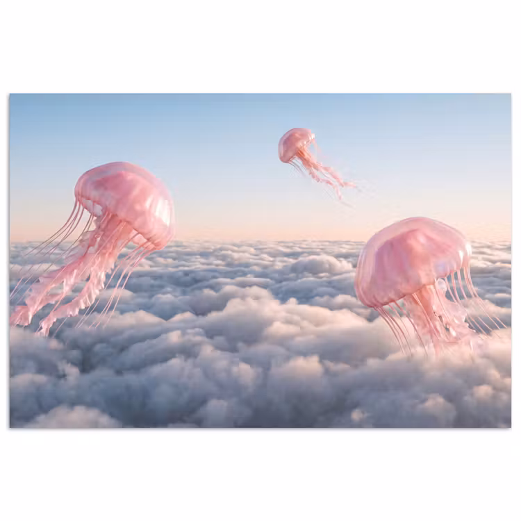 Poster - Roze dier - Wolken - Roze dier - Wolken poster papier klein