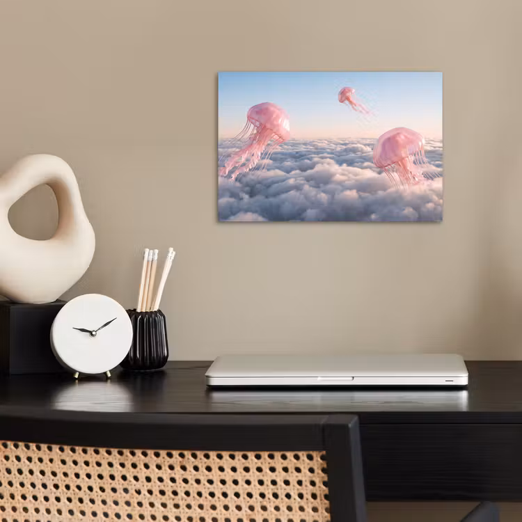 Poster - Roze dier - Wolken - Roze dier - Wolken poster papier klein