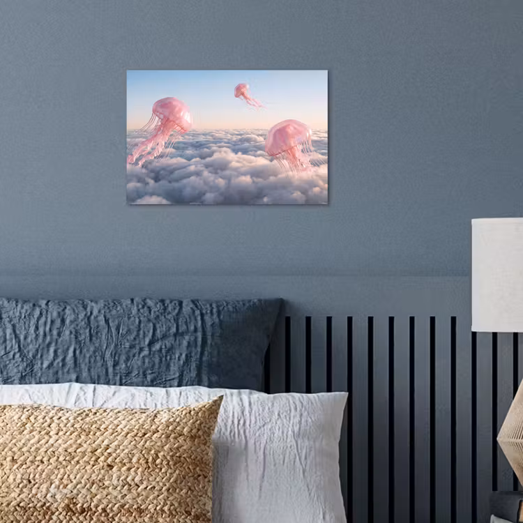 Poster - Roze dier - Wolken - Roze dier - Wolken poster papier klein