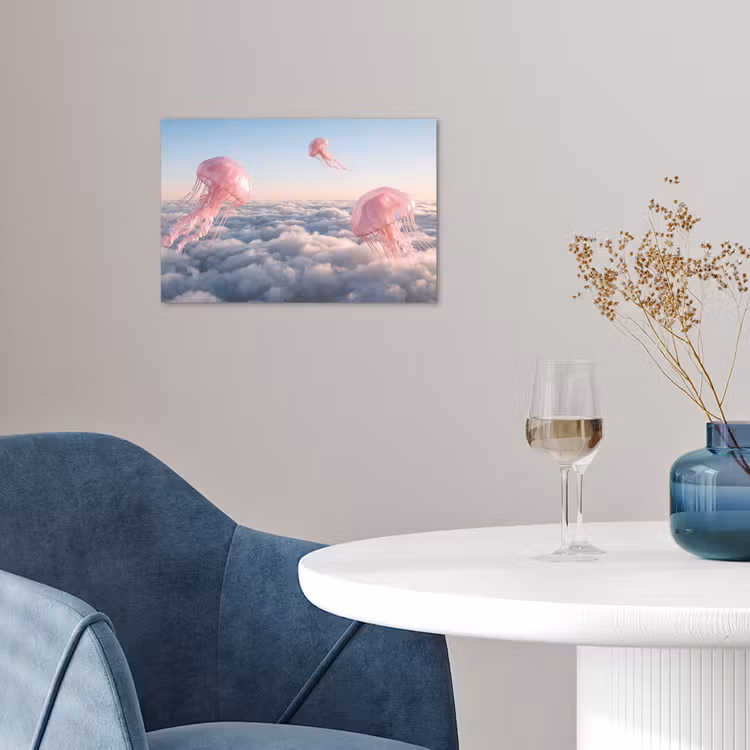 Poster - Roze dier - Wolken - Roze dier - Wolken poster papier klein