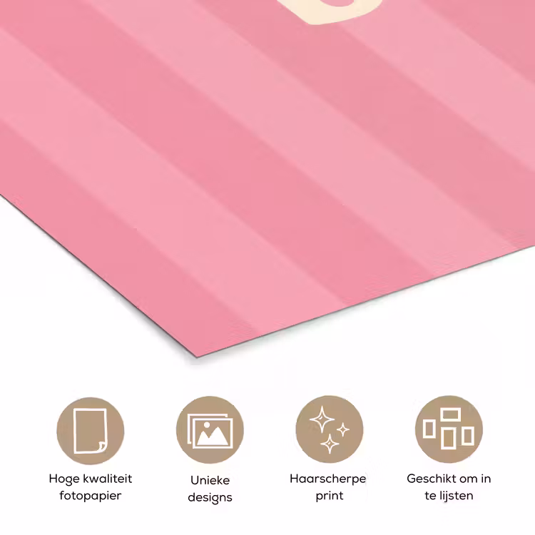 Roze - Gestreept - Belle poster papier klein -closeup_NL