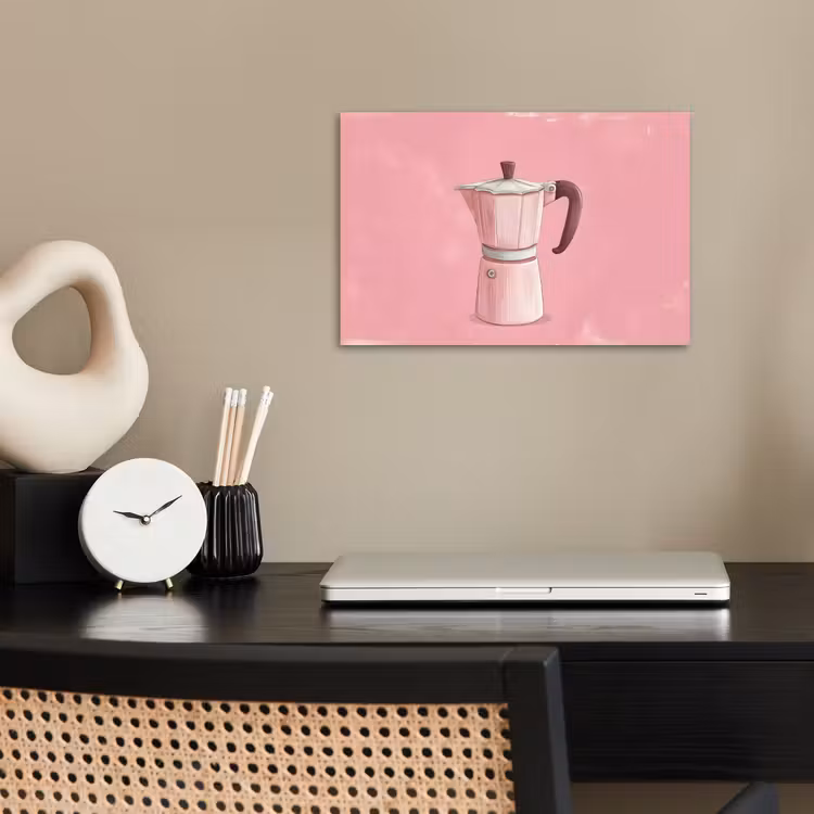 Roze - Mokkapot - Illustratie - Koffie poster papier klein -sfeer1