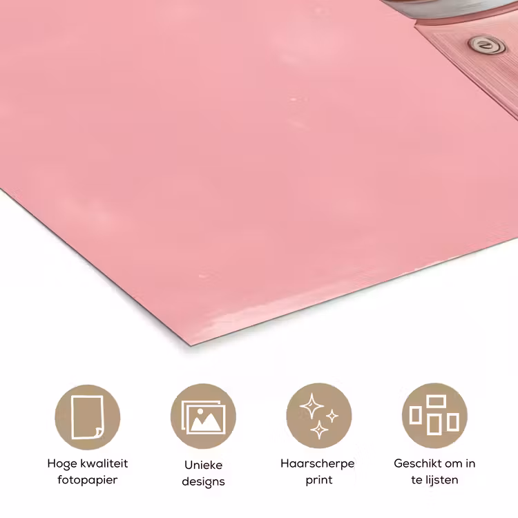 Roze - Mokkapot - Illustratie - Koffie poster papier klein -closeup_NL