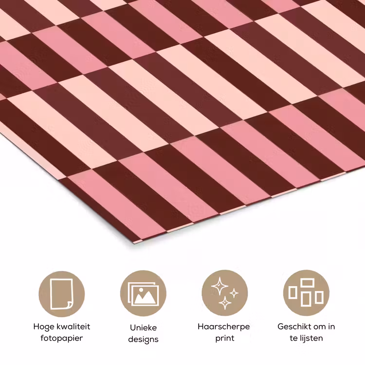 Roze - Rood - Blokjes poster papier klein 62 -closeup_NL