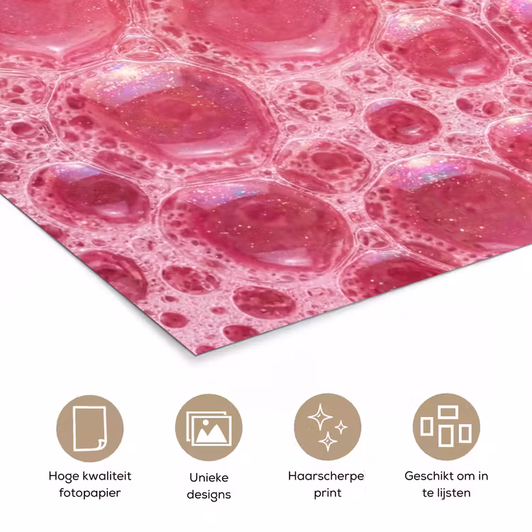 Roze - Schuim - Bubbels poster papier klein -closeup_NL