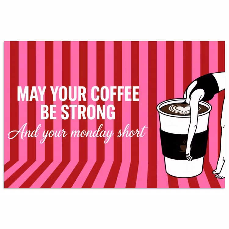 Roze - Strepen - Koffie - Maandag poster papier klein -3d