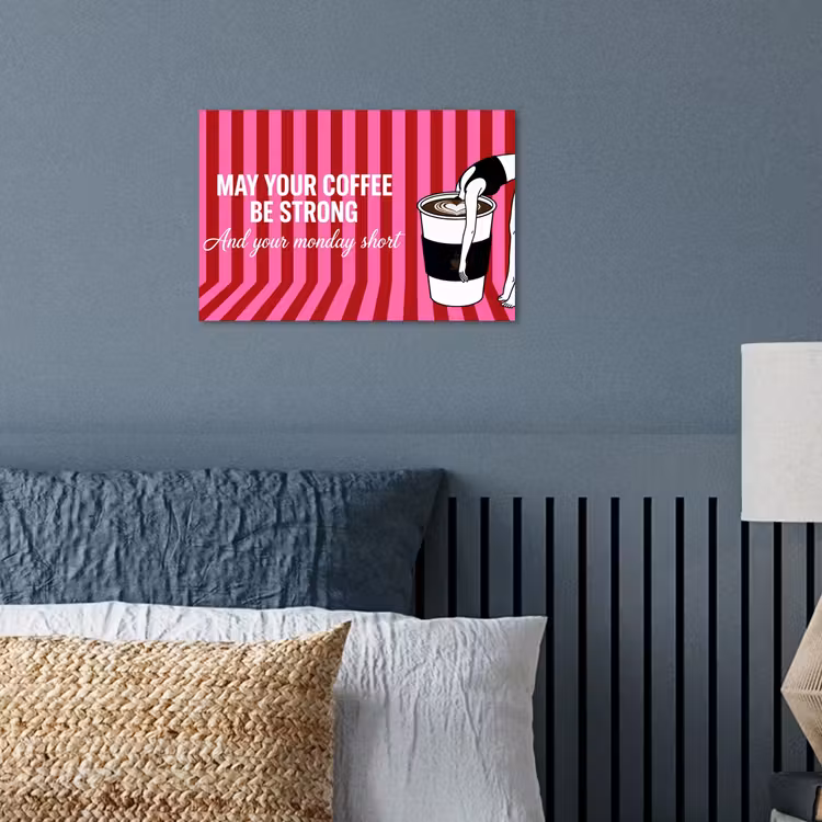 Roze - Strepen - Koffie - Maandag poster papier klein -sfeer2