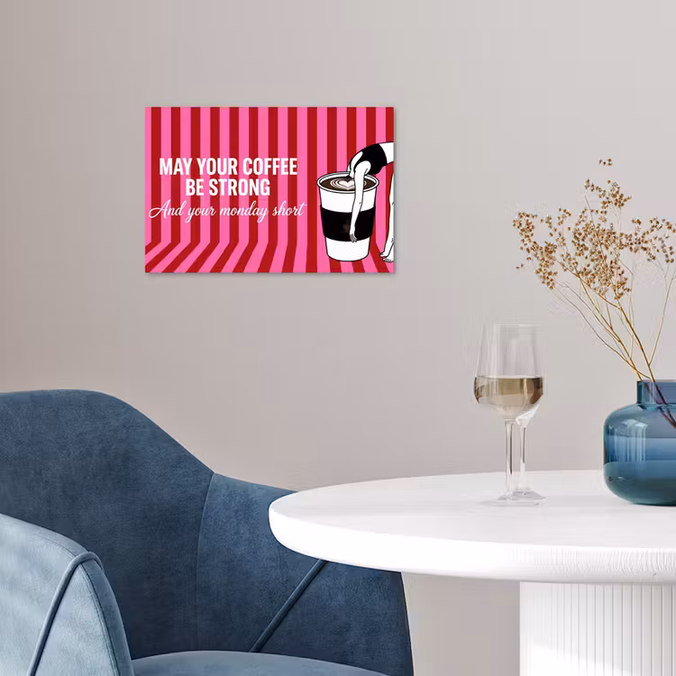 Roze - Strepen - Koffie - Maandag poster papier klein -sfeer3