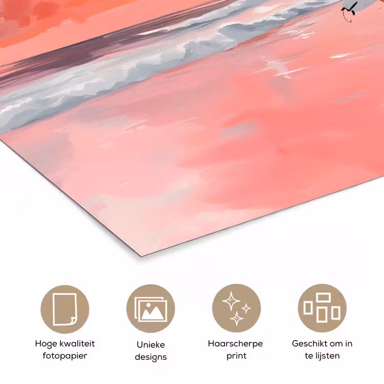 Roze - Surfen - Zee poster papier klein -closeup_NL