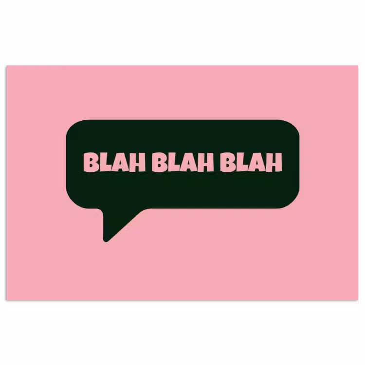 Roze - Tekstwolk - Groen - BLAH BLAH BLAH poster papier klein -3d