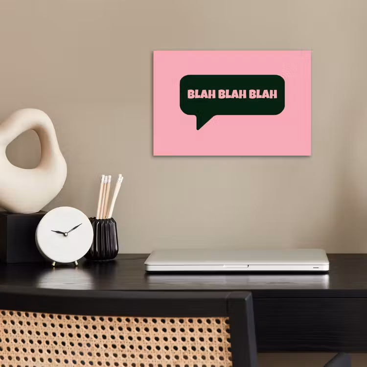Roze - Tekstwolk - Groen - BLAH BLAH BLAH poster papier klein -sfeer1