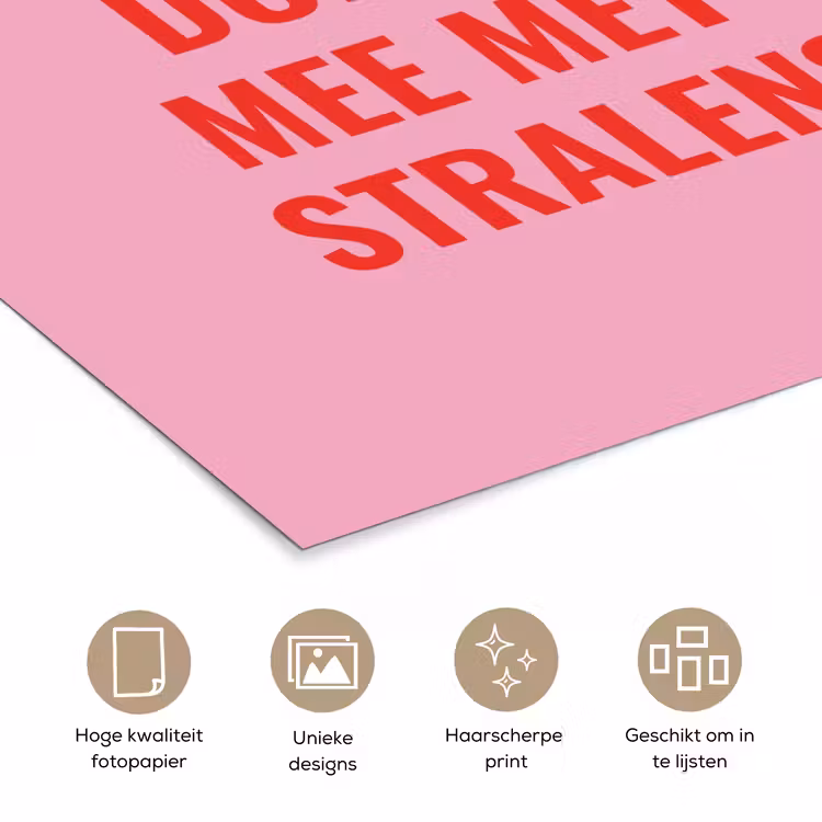 Roze - Zon - Quote poster papier klein -closeup_NL
