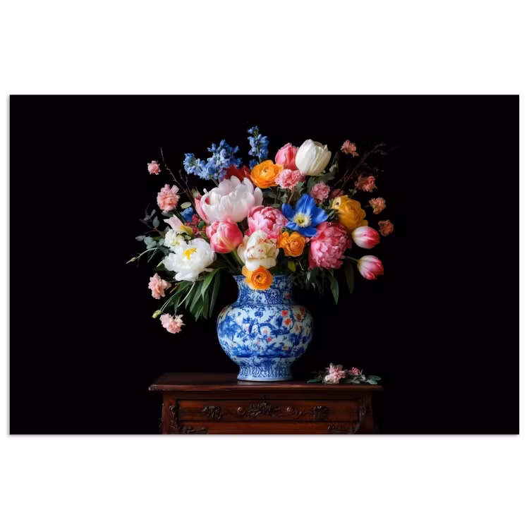 Rozen - Bloemen - Vaas - Boeket poster papier klein -3d