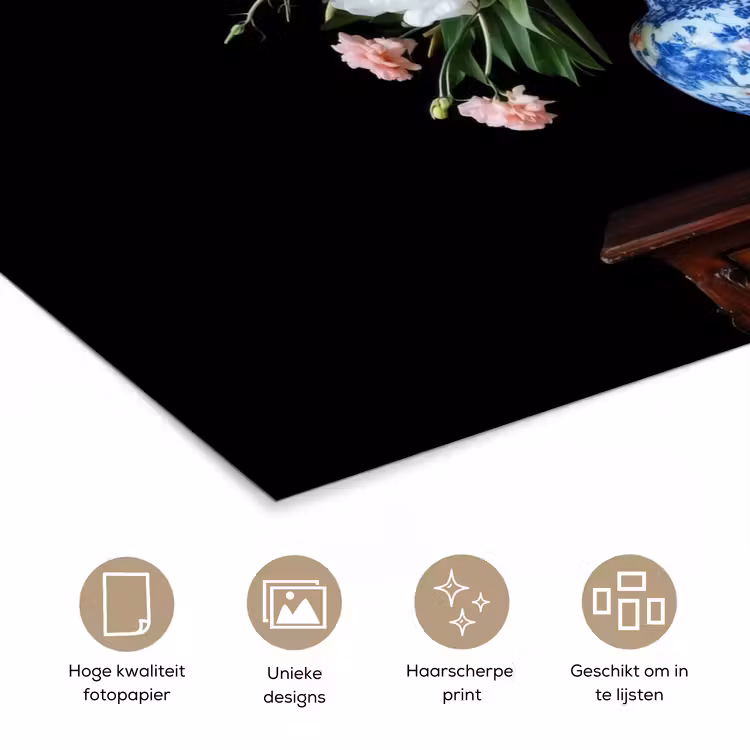 Rozen - Bloemen - Vaas - Boeket poster papier klein -closeup_NL