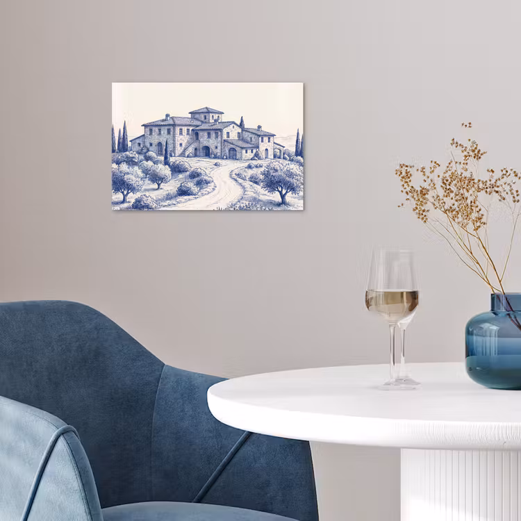 Rustiek - Landgoed - Blauw poster papier klein -sfeer3