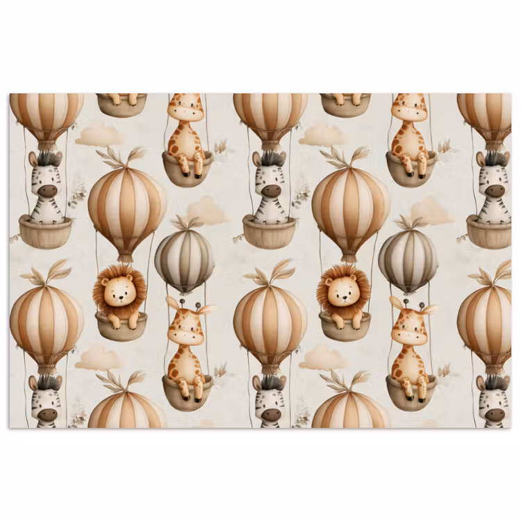 Safari - Luchtballonen - Taupe poster papier klein 62 -3d