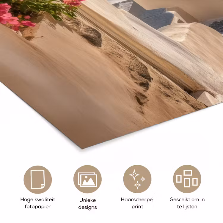 Santorini - Bloemen - Griekenland poster papier klein -closeup_NL
