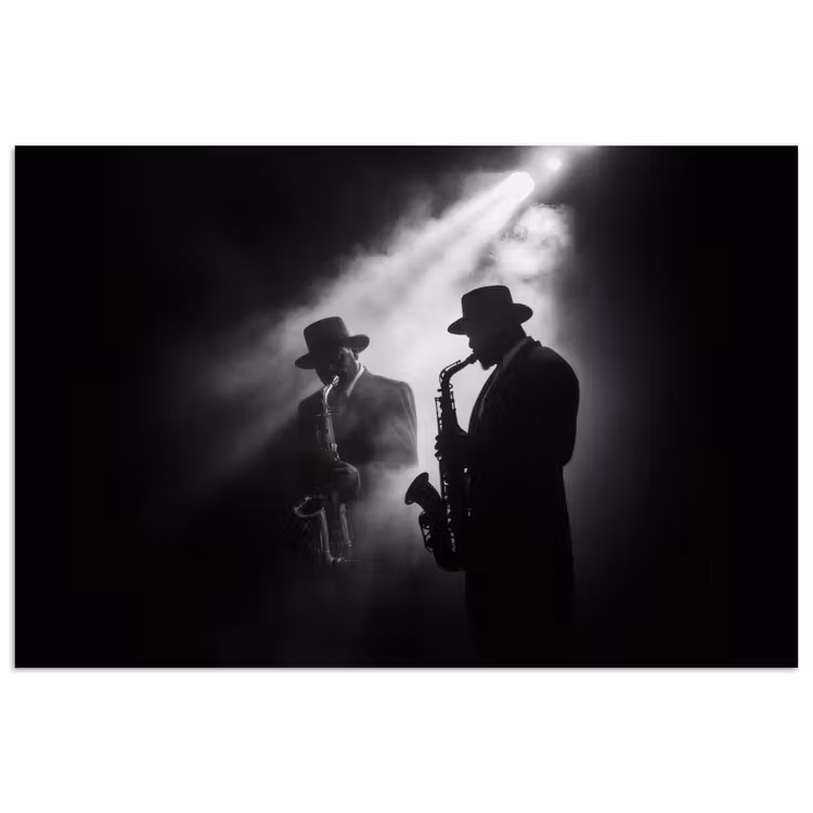 Saxofonisten - Hoeden - Rook - Licht poster papier klein -3d