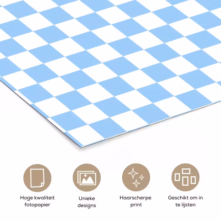 Schaakbord - Klassiek - Blauw poster papier klein 62 -closeup_NL