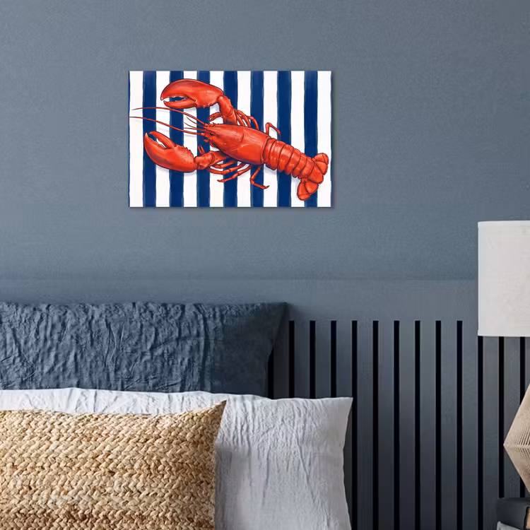 Schaaldier - Kreeft - Marine - Illustratie - Rood poster papier klein -sfeer2