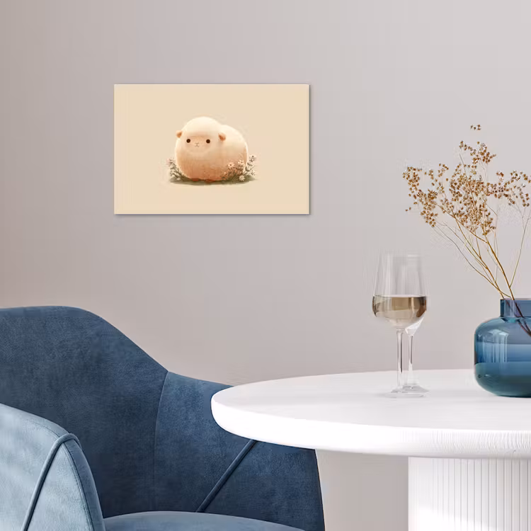 Schaap - Beige - Bloemen poster papier klein -sfeer3