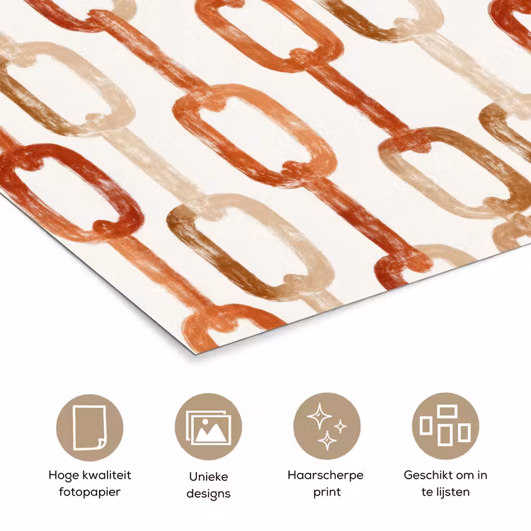 Schakels - Patroon - Aquarel - Terracotta poster papier klein 62 -closeup_NL