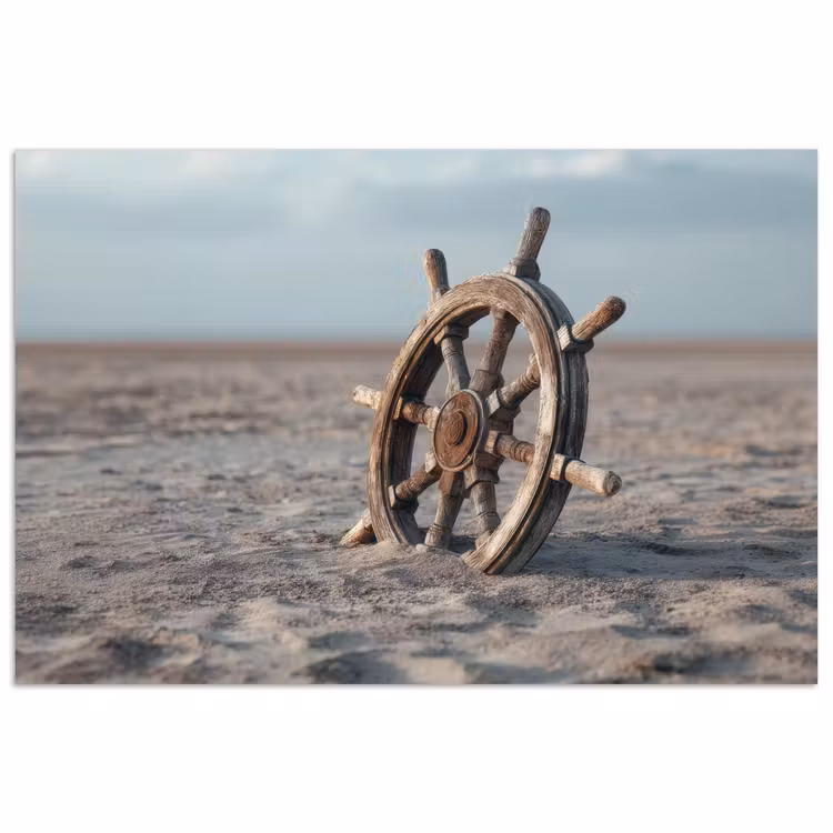 Scheepsstuur - Hout - Bruin - Zand poster papier klein -3d