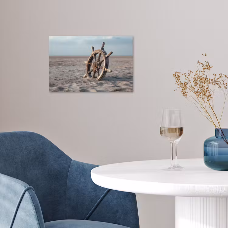 Scheepsstuur - Hout - Bruin - Zand poster papier klein -sfeer3
