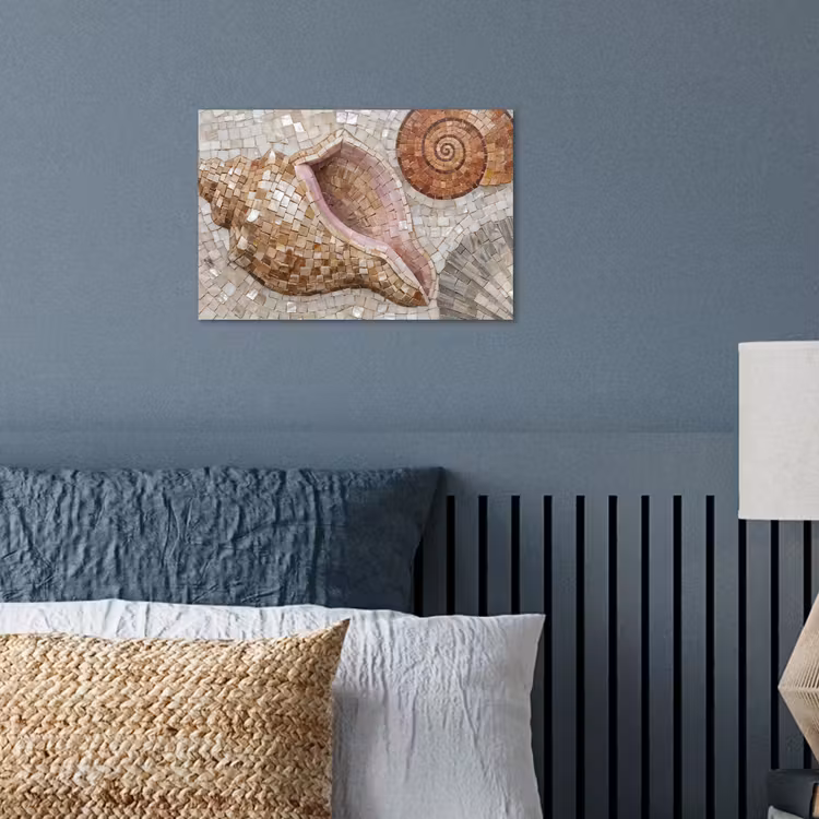 Schelp - Mozaïek - Zee - Beige - Modern poster papier klein -sfeer2